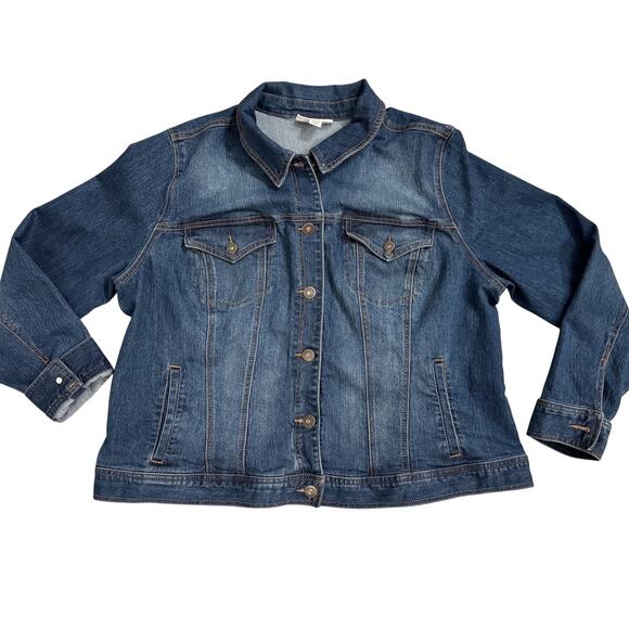 Women’s Plus Size 20W Dark Denim Jean Jacket - Picture 1 of 4